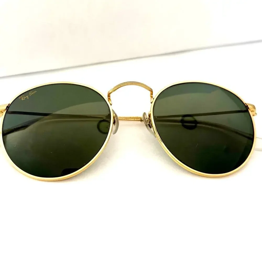 VTG 90s Ray-Ban B&L Gold Round Metal Preppy Sunglasses Festival Unisex 50mm
